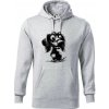 Čiernobiela karikatúra jazvečík - Mikina pánska Cape s kapucňou - 2XL ( Svetlosivý melír )