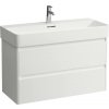 Laufen Base 2.0 - lesklá biela kúpeľňová skrinka + umývadlo Laufen Val 95 cm