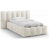Béžová čalúnená jednolôžková posteľ s úložným priestorom s roštom 90x200 cm Lupine – Micadoni