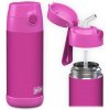 Detská termo fľaša z nerezovej ocele so slamkou JARLSON CHARLI Magenta 350 ml