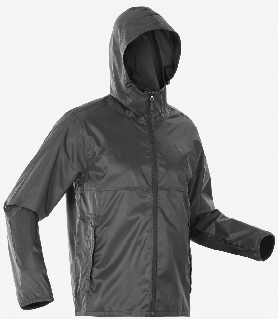 Quechua pánska bunda Raincut Fullzip čierna