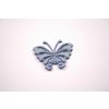 Našívacie záplaty - Saténový motýľ - viac farebných variantov - rozmer 2,5 cm x 3,5 cm Šedá
