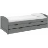 Kondela Posteľ s výsuvnou prístelkou, sivá, masív, 90x200, MARINELLA NEW