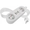 EMOS SK s.r.o. Biely predlžovací kábel s USB EMOS P0211E (1,4 m) – 2× zásuvka + USB-A / USB-C