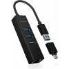 ICY BOX IB-HUB1419-LAN USB 3.0 Type-A+C zu 3x USB 3.0 und 1x Gigabit LAN, Aluminium 4 porty USB 3.0 hub čierna; IB-HUB1419-LAN