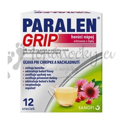 PARALEN GRIP horúci nápoj echinacea a šípky plo por 500 mg/10 mg, 1x12 vrecúšok