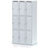 Alfa 3 Šatníková skrinka s úložnými boxami, 9 boxov, 1800 x 900 x 500 mm, cylindrický zámok, sivé dvere