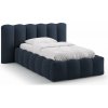 Modrá čalúnená jednolôžková posteľ s úložným priestorom s roštom 90x200 cm Lupine – Micadoni