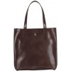 Veľká dámska kožená kabelka, nákupná taška, Wojewodzic čokoládová 31731/PN39