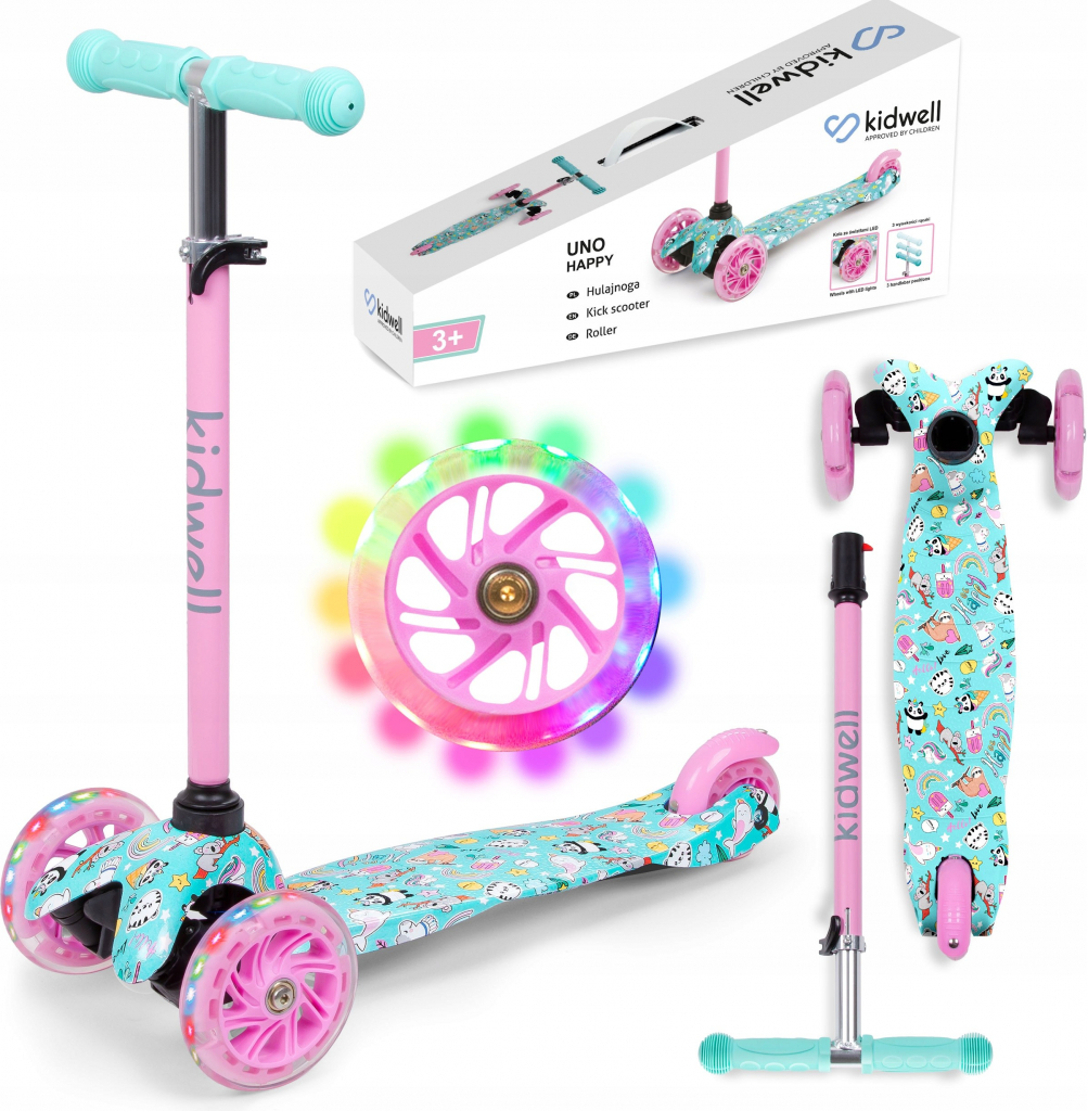 Kidwell Tretroller Tricycle UNO LED tyrkysová