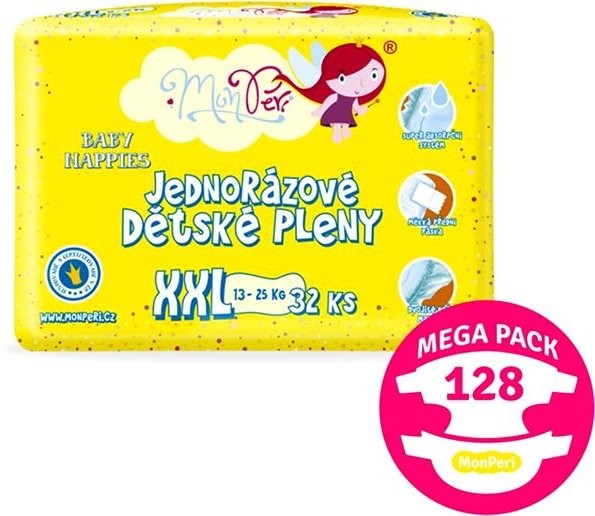 MonPeri Klasik Mega Pack XXL 13-25 kg Eko 128 ks