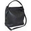 Bagger kožená kabelka s razeným vzorom s strieborným logom na rameno crossbody 0128 tmavo čierna