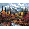 ZUTY Maľovanie podľa čísel - MEDVEĎ PRI RIKE, HORY A JESENNÉ STROMY Rámovanie: bez rámu a bez vypnutia plátna, Rozmer: 80x100 cm