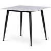 Autronic HT-398M WT Stôl jedálenský 80x80 cm, keramická doska biely mramor, čierne kovové nohy