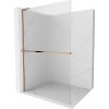 Mexen Kioto+ L, sprchová zástena Walk-In s poličkou a vešiakom 110 x 200 cm, 8mm sklo s rebrovým vzorom, ružové zlato profil, 800-110-123-60-09