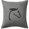 Kôň - hlava silueta - Vankúš 50x50 - 50x50 - Vrátane výplne ( Tmavosivý melír )