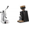 La Pavoni Stradivari Lusso + Eureka Mignon Single Dose, Black & Oak