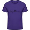 Akciové Gildan Soft-Style Tričko - Heart Beat so psíkom 1 - Purple - XXL - Pánske