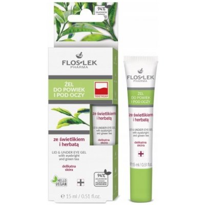 FlosLek Pharma Eye Care gél na očné okolie s očiankou a zeleným čajom 15 ml
