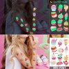 REBELULU Svietiace nočné tetovacie nálepky pre deti Torta Nanuk Donut Zmrzlina Dočasné vodotesné tetovanie Body Art Kid Halloween karikatúra Falošná Tatoo