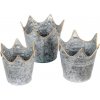 Clayre & Eef 3ks antik plechový obal na kvetináč - Ø 24*22 / Ø 21*19 / Ø 19*17 cm - Clayre & Eef