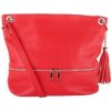 TALIANSKE Dámska kožená športová crossbody kabelka Genuine leather Talianska červená Frame rosso