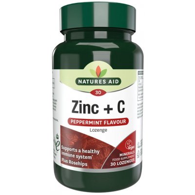 Natures Aid Zinc + C Lozenge Peppermint Flavour 30 Cucavá tableta