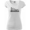 Šachové figúrky v rade - kreslené - Pure dámske tričko - M ( Biela )