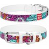 WAU DOG Kožený obojok so vzorom SUMMER biely Obvod krku: 27-36 cm, širka: 15 mm