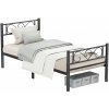 Posteľový rám, kovový, 90 x 190 cm, čierny