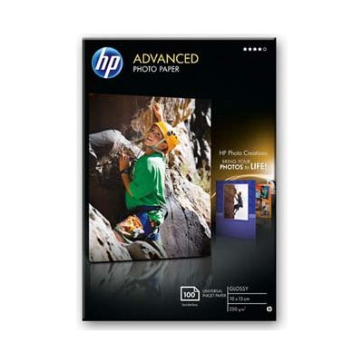 HP Advanced Glossy Photo Paper, Q8692A, foto papier, bez okrajov typ lesklý, zdokonalený typ biely, 10x15cm, 4x6", 250 g/m2, 100 k