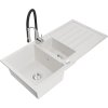 Mexen Andres, 1,5-komorový granitový drez 1000x500x200 mm a drezová batéria Aster, biela, 6515-20-73450-07