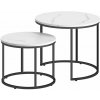 Set 2ks kávových stolíkov - mramor / čierne nohy
