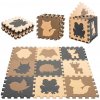 KIK Kontrastné penové puzzle 85 cm x 85 cm 9 ks hnedá krémová