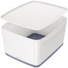 Úložný box s vekom Leitz MyBox, veľkosť L biela/sivá
