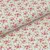 Bavlnené plátno biele, červené kvety, zelené lístočky, š.140