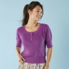 Blancheporte Úpletové tričko s rukávmi po lakte pre nižšiu postavu fialová