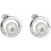 Evolution Group strieborné náušnice pecky s bielou riečnou perlou 21022.1B