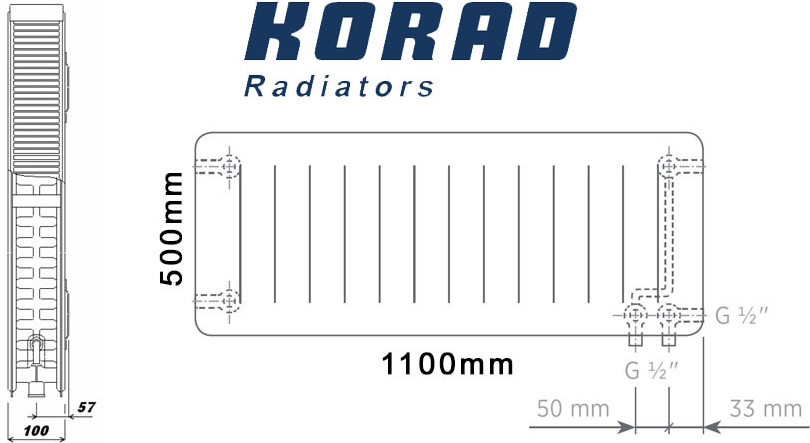 Korad Radiators 22VKP 500 x 1100 mm