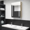Petrashop LED koupelnová skříňka se zrcadlem dub 50 x 13 x 70 cm Hnědá 326499