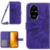 Peňaženkové kožené puzdro Sunflower na Honor 200 Pro 5G - Tmavo fialová