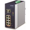 PLANET Technology Planet IGS-1020PTF-12V Průmyslový L2 PoE switch, 8x1Gb + 2xSFP, 802.3at 30/240W, IP30, -40~+75°C, 12-56VDC IGS-1020PTF-12V