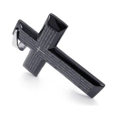 Impress Jewelry Prívesok z chirugickej ocele kríž Leeroy čierny SSP187