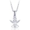 MINET JMAN0597SN45 - Strieborný náhrdelník anjel s bielymi zirkónmi