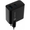 Univerzální USB nabíječka Natec RIBERA GaN 45W, 1X USB-A, 1X USB-C, černá NUC-2143