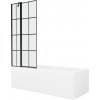 MEXEN/S - Cubik obdĺžniková vaňa 160 x 70 cm s panelom + vaňová zástena 80, čierna vzor 550316070X9408117077