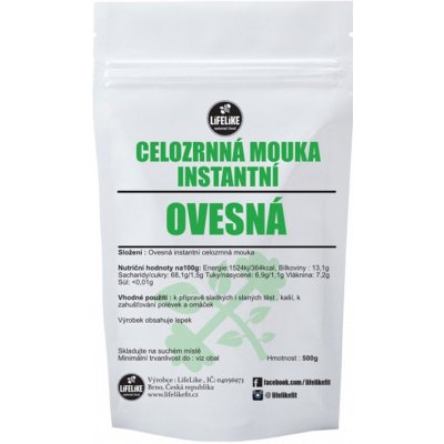 LifeLike ovesná instantní celozrnná mouka 0,5 kg