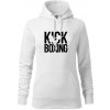 Nápis Kick Boxing mikina dámská Cape s kapucí Biela