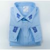 Folklórna pánska košeľa s výšivkou vzor Kristián jednofarebný modrý Veľkosť: XL, Druh košele: slim fit krátky rukáv