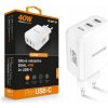 Múdra sieťová nabíjačka ALIGATOR Power Delivery 40W, 2xUSB-C, biela